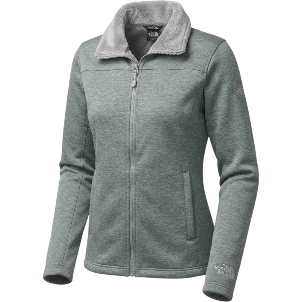 The North Face Womens Gray Quilted Full Zip Fleece Jacket Osito Lined Large - Picture 1 of 10